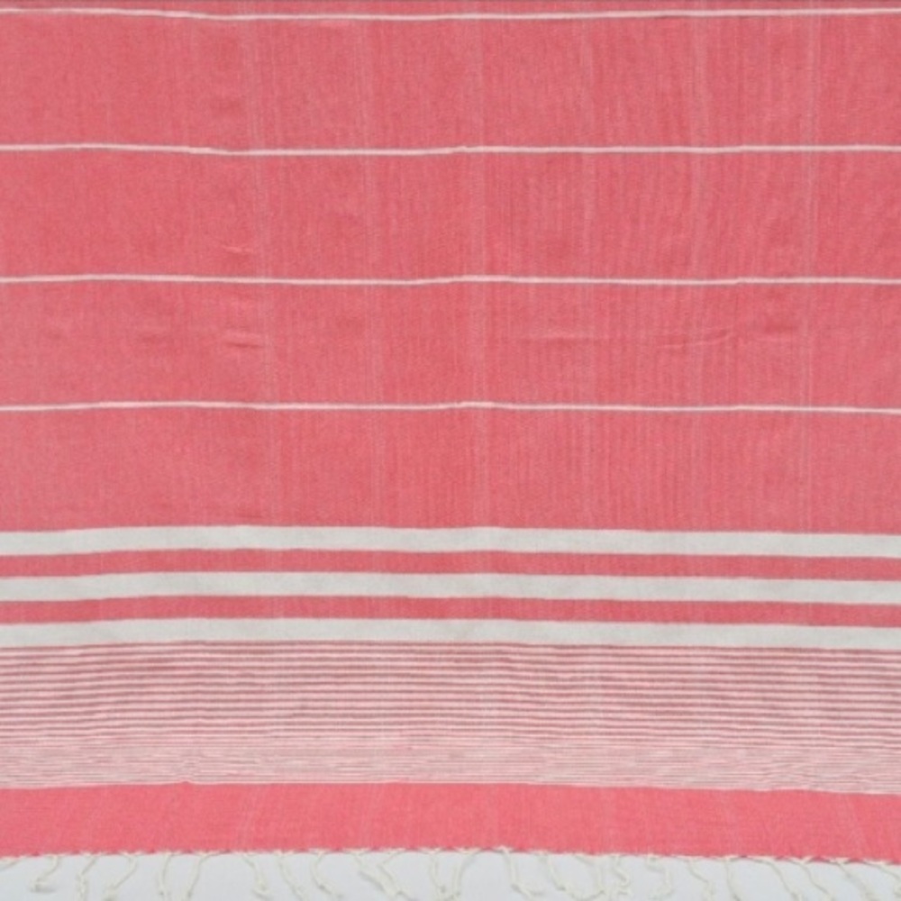 NEW Organic Beach Towel TOES IN SAND DRINK IN HAND Red Pink Black Embroidery - Picture 5 of 6